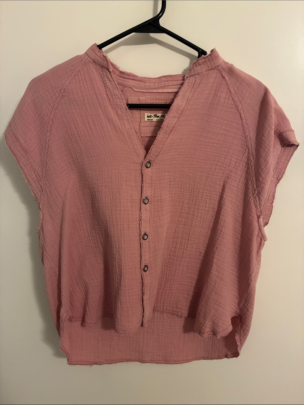 We the Free Washed Pink Button-Front Women's Top